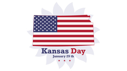 National Kansas Day celebration USA flag background vector flat style. Suitable for poster, cover, web, social media banner.
