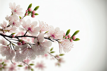 Obraz premium Digital painting dreamy cherry blossoms as a natural border
