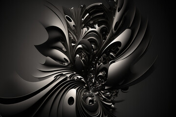 Abstract black background. Dynamic futuristic wallpaper. AI