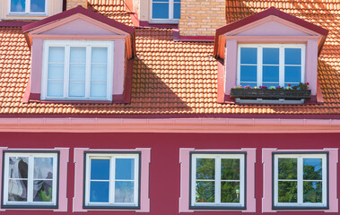 Obraz premium Tiled roofs at Riga old town , Latvia.