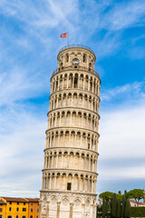 vertical view of the Leaning Tower of Pisa