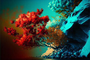 Fototapeta na wymiar Mother nature four seasons tree, Generative AI