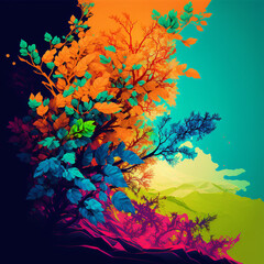Obraz na płótnie Canvas Mother nature four seasons tree, Generative AI