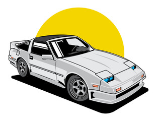 automotive design concept with white car color illustration graphic idea