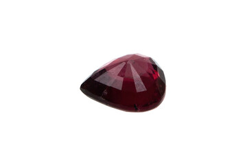 Natural gemstone rhodolite garnet isolated on white background