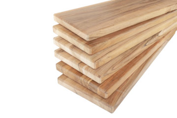 Wooden boards, a board with a seamed edge for building a house and interior decoration, on an isolated white