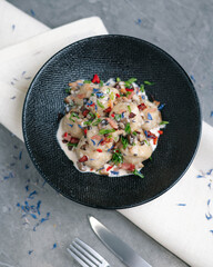 dumplings with bacon and onions