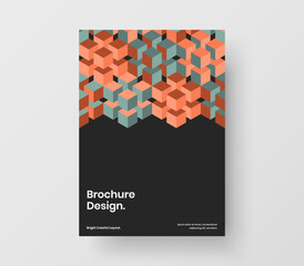 Amazing mosaic shapes journal cover layout. Multicolored leaflet design vector template.