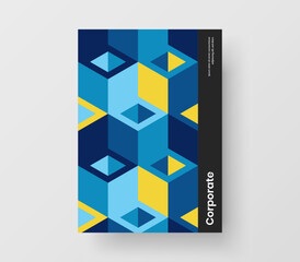 Original geometric hexagons book cover template. Minimalistic company brochure vector design concept.