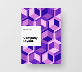 Fototapeta premium Simple geometric hexagons postcard layout. Unique corporate brochure vector design concept.