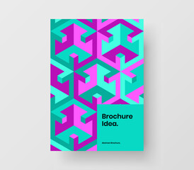 Vivid handbill A4 design vector layout. Colorful mosaic hexagons corporate cover illustration.