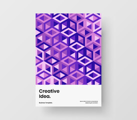 Minimalistic company cover design vector layout. Bright mosaic hexagons corporate brochure template.