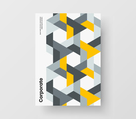 Bright geometric shapes poster concept. Unique brochure A4 design vector layout.