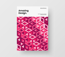Fresh company identity A4 design vector illustration. Premium geometric hexagons cover layout.