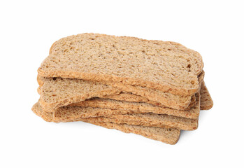 Stack of fresh rye crispbreads isolated on white