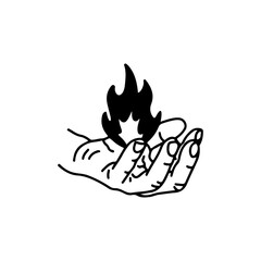 vector illustration of hand with fire