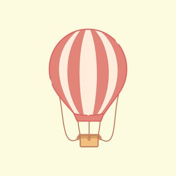 Hot air balloon illustration. Flat design vector icon.