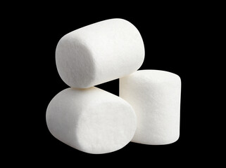 Delicious marshmallows, isolated on black background