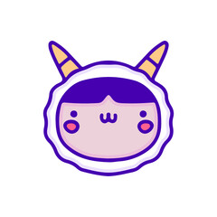 Kawaii kid in sheep costume, illustration for t-shirt, sticker, or apparel merchandise. With modern pop and retro style.
