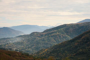 Picturesque view of beautiful valley with houses in mountains