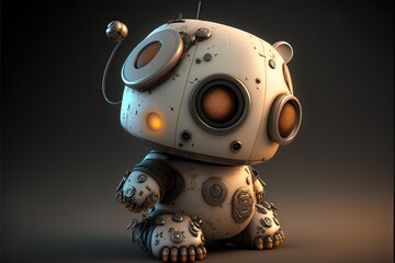 Little robot sitting. Generative ai.