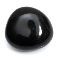 Natural gemstone black onyx isolated on white background