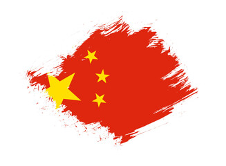 China flag with abstract paint brush texture effect on white background