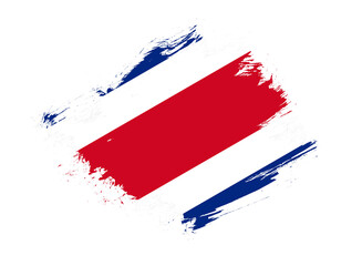 Costa rica flag with abstract paint brush texture effect on white background