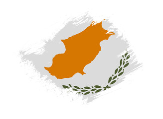 Cyprus flag with abstract paint brush texture effect on white background