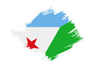Djibouti flag with abstract paint brush texture effect on white background