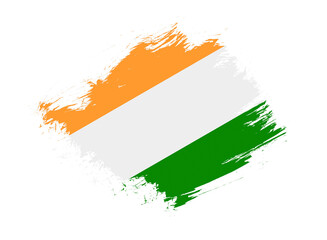 India flag with abstract paint brush texture effect on white background