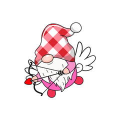 Cute cartoon Valentines day gnome. Vector illustration.