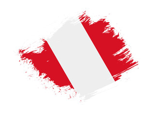 Peru flag with abstract paint brush texture effect on white background