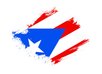Puerto rico flag with abstract paint brush texture effect on white background
