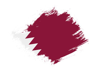 Qatar flag with abstract paint brush texture effect on white background