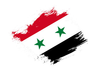 Syria flag with abstract paint brush texture effect on white background