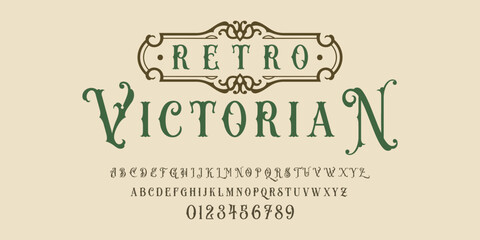 Vintage alphabet and number with text composition