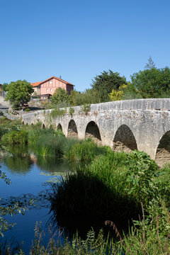 Bridge at Trespuentes with River in Vitoria, Alava Spain