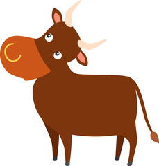 Cow or bull farm animal isolated on white vector illustration