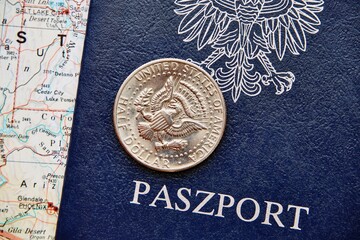 paszport, książeczka paszportowa, mapa, podróże 
