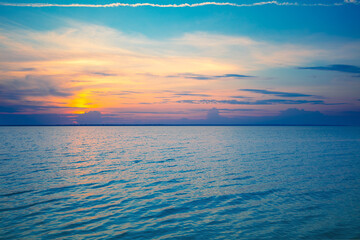 Seascape in the early morning. Sunrise over the sea. Nature landscape