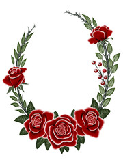 red rose wreath watercolor