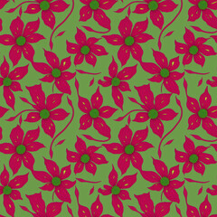 Seamless flowers pattern. Endless colorful floral background. Digital illustration.