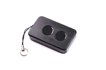 Black gate remote control isolated on white background. Home security and save system