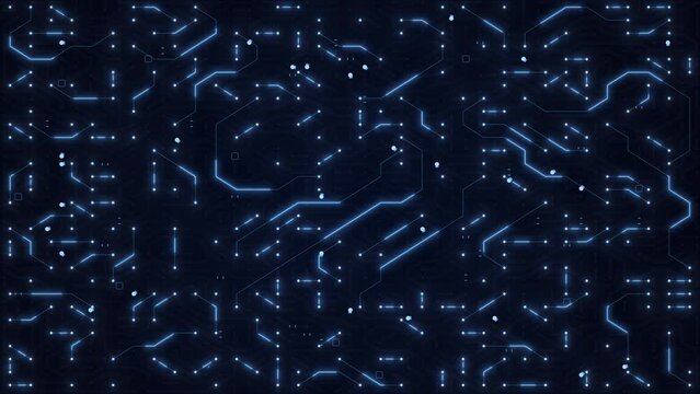 motion circuit board or computer motherboard with neon effect