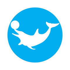 dolphin playing ball icon
