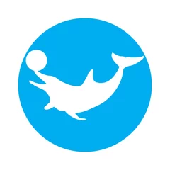 Foto op Plexiglas dolphin playing ball icon © Ahmad