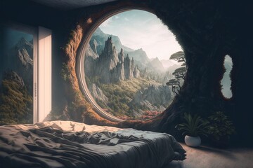 bedroom dreamscape archviz, generative ai