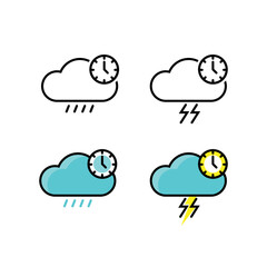 Weather symbol with cloud and clock illustration