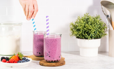 Mixed Berry Boba Smoothie